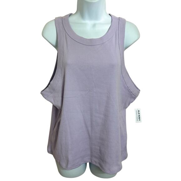 Old Navy Snug Crop Tank Top Sz XXL Tall Dusky Lavender Ribbed Stretch New - Picture 5 of 6
